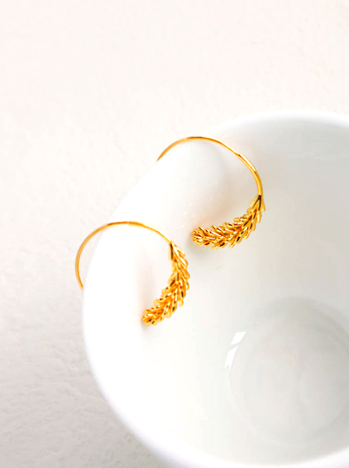 Gold Feather Hoop Earrings