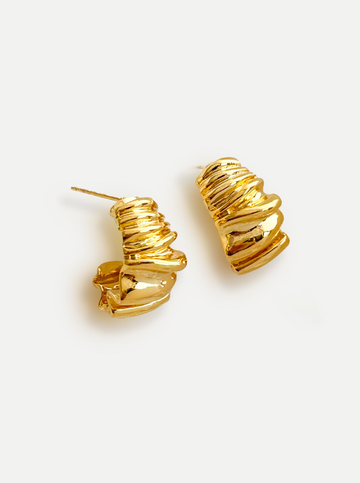 Gold Origami Geometric Folded Stud Earrings