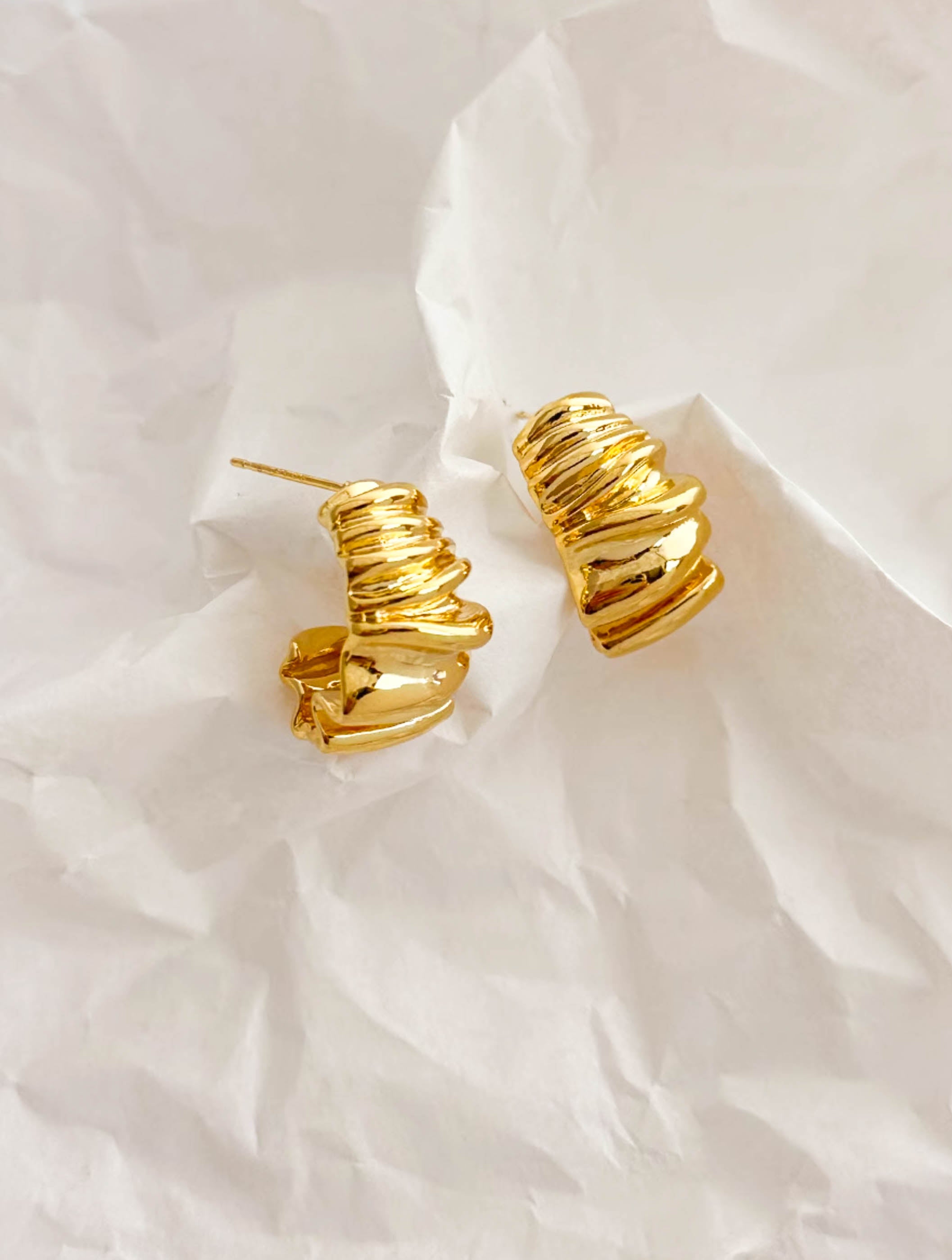 Gold Origami Geometric Folded Stud Earrings