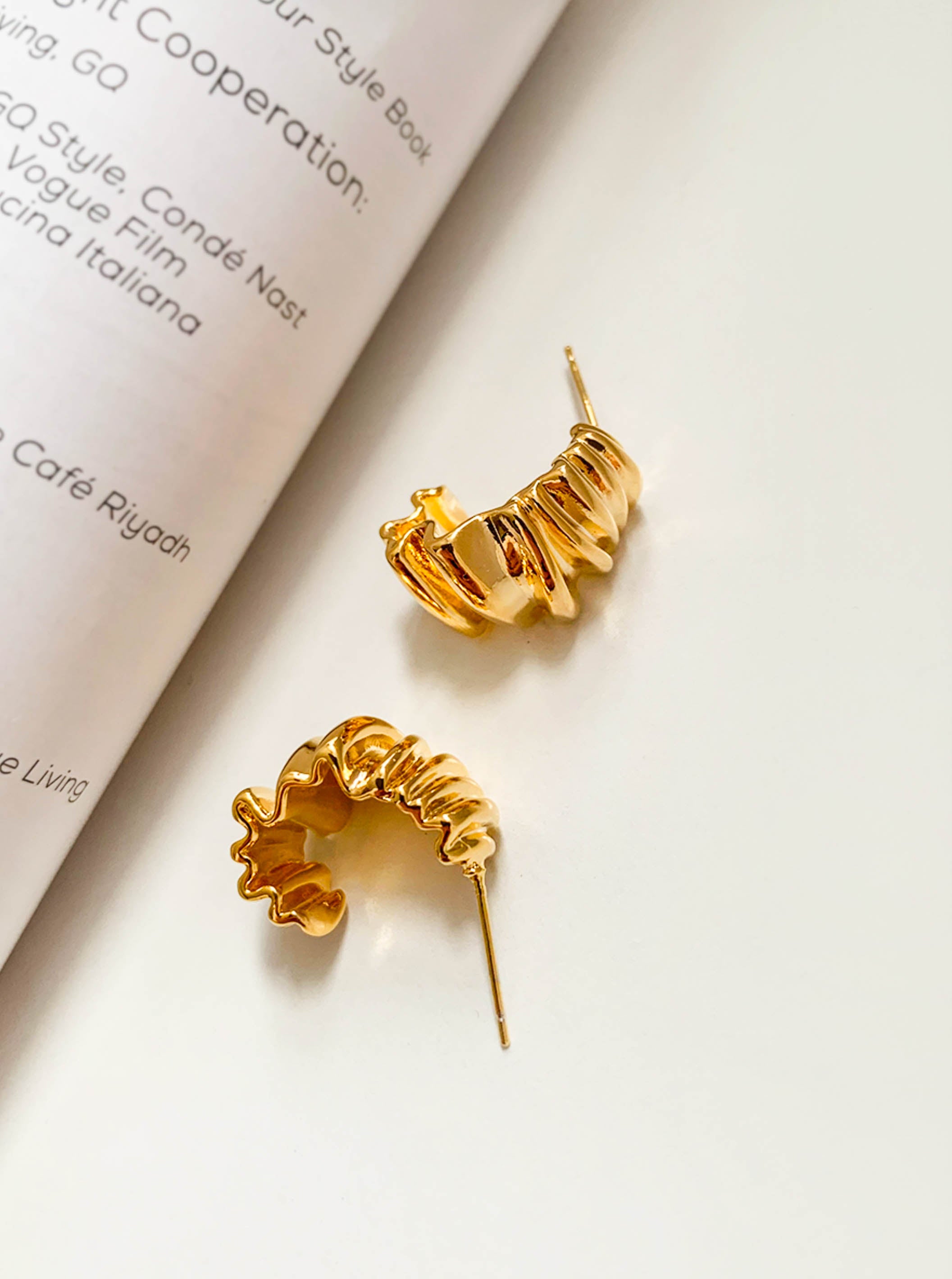 Gold Origami Geometric Folded Stud Earrings