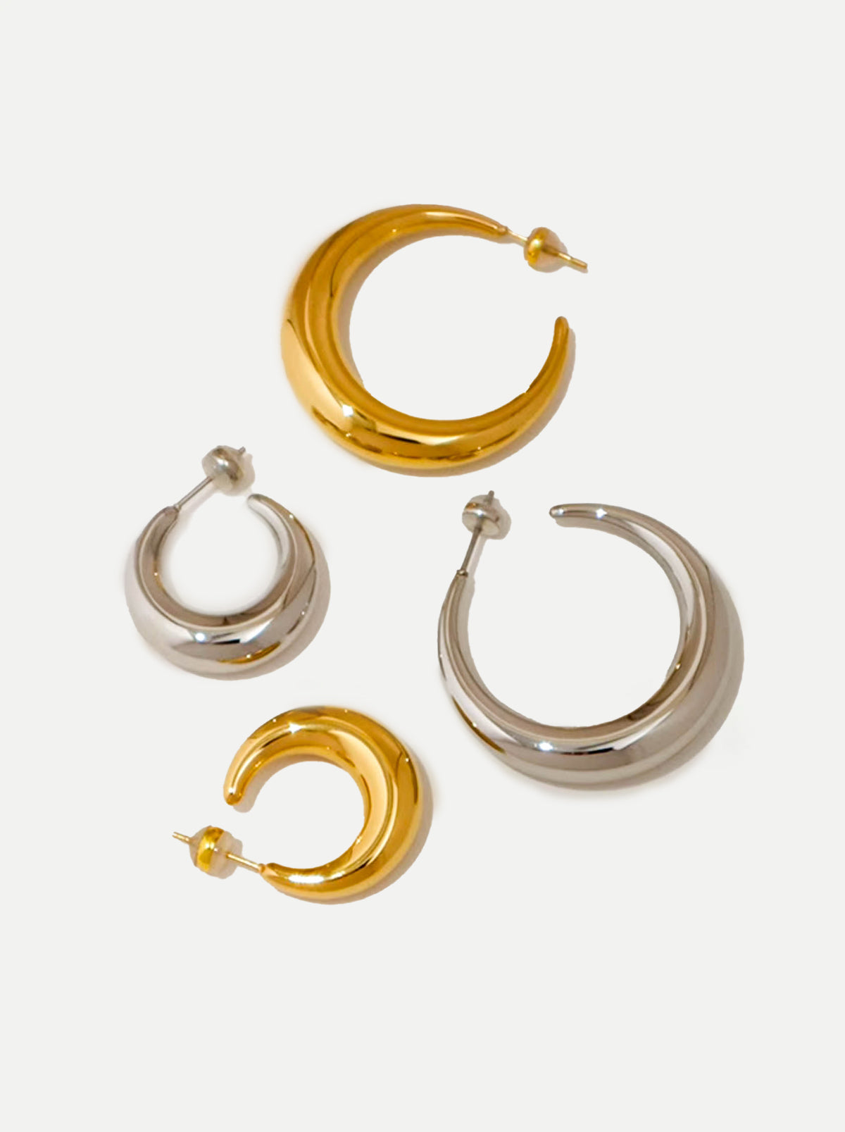 Gold/ Silver Crescent Hoop Earrings