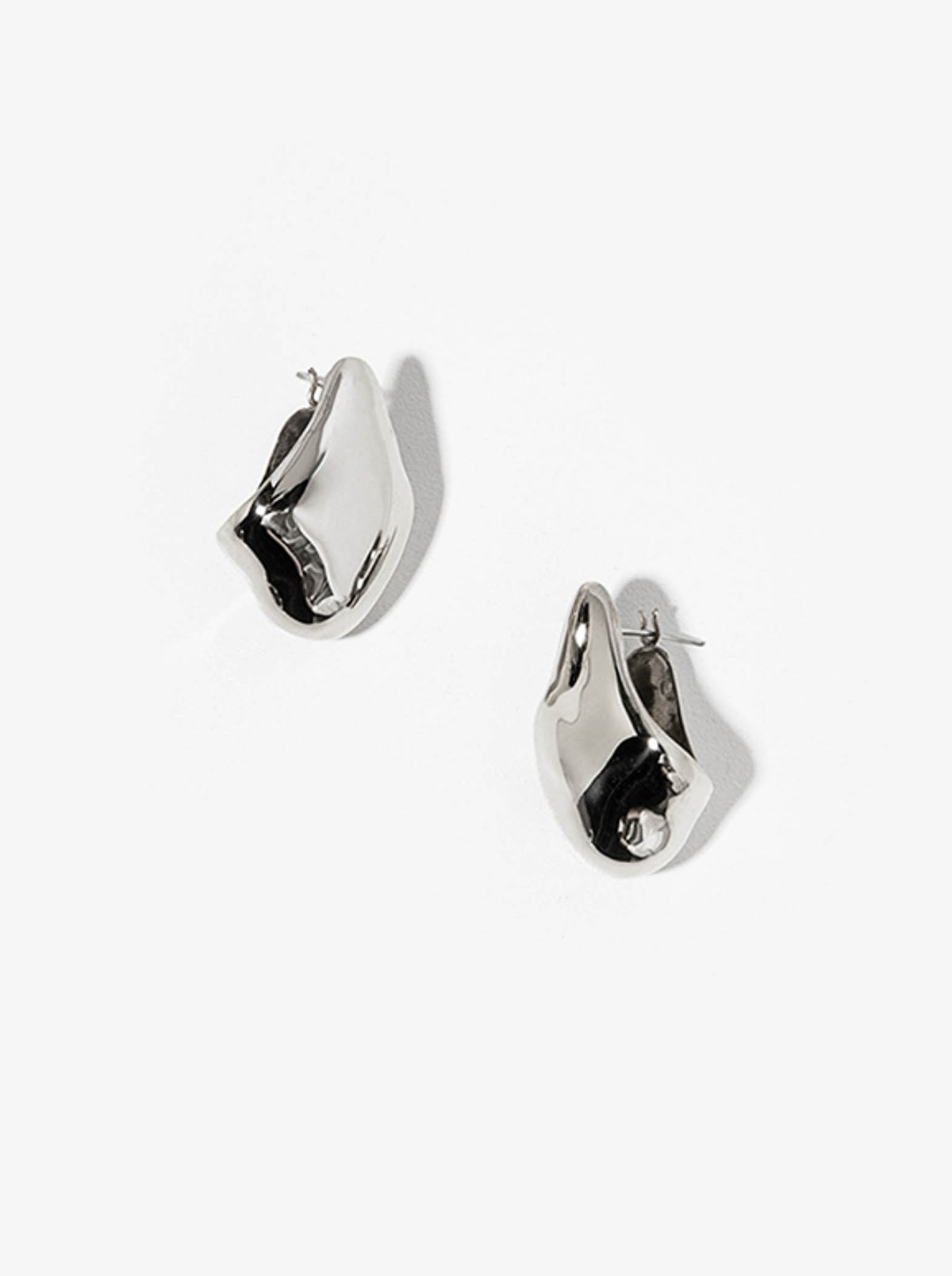 Silver Irregular Geometric Hoop Statement Earrings