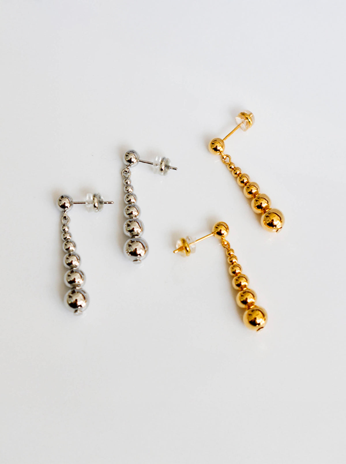 Gold/ Silver Small Ball Beaded Drop Earrings