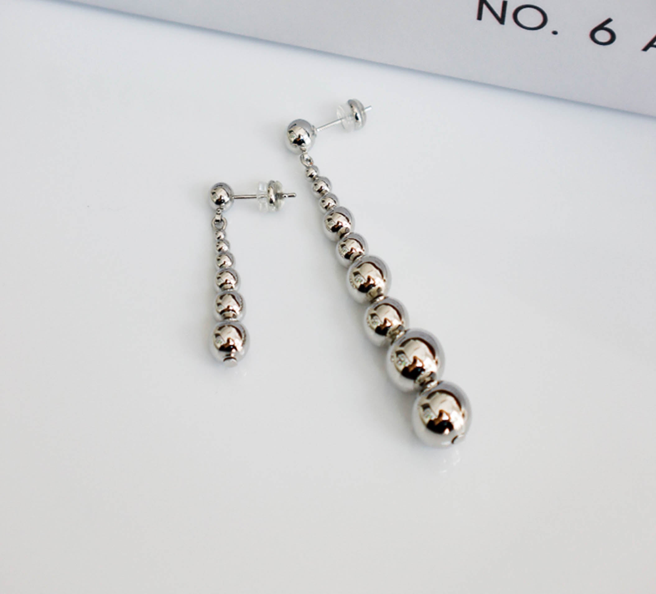 Gold/ Silver Small Ball Beaded Drop Earrings