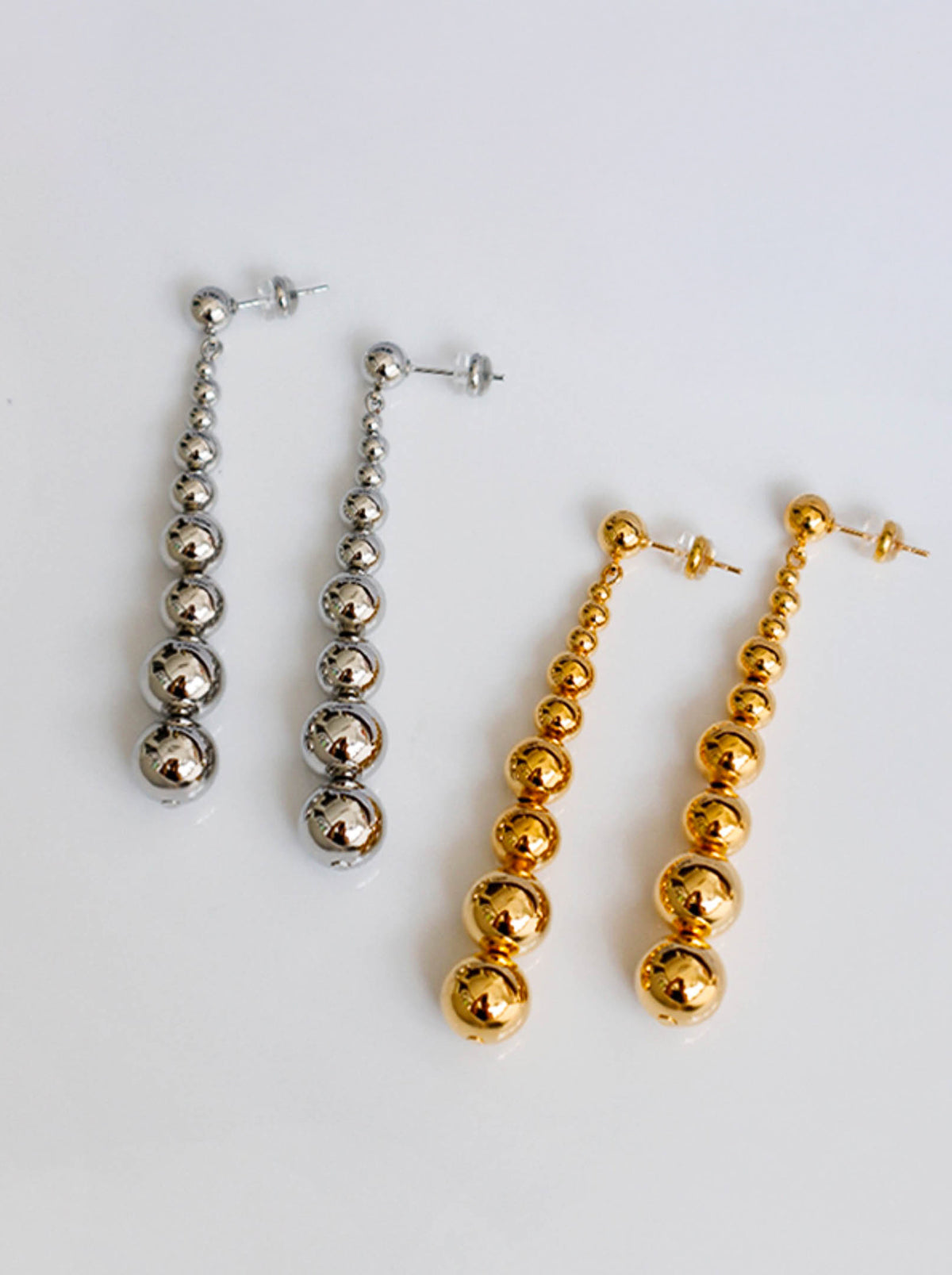 Gold/ Silver Large Ball Beaded Drop Earrings