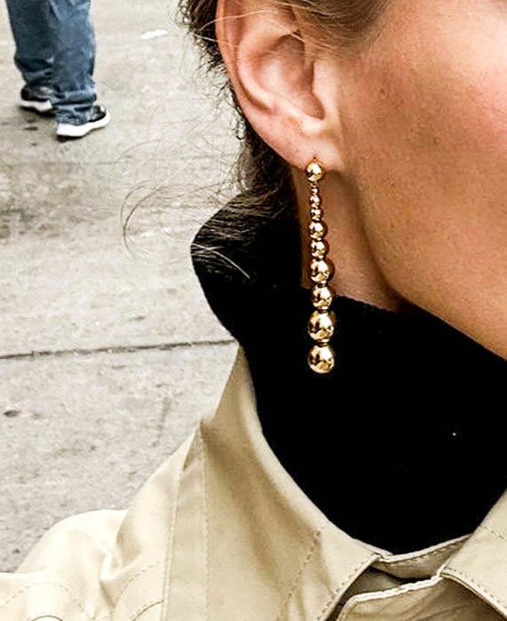 Gold/ Silver Large Ball Beaded Drop Earrings