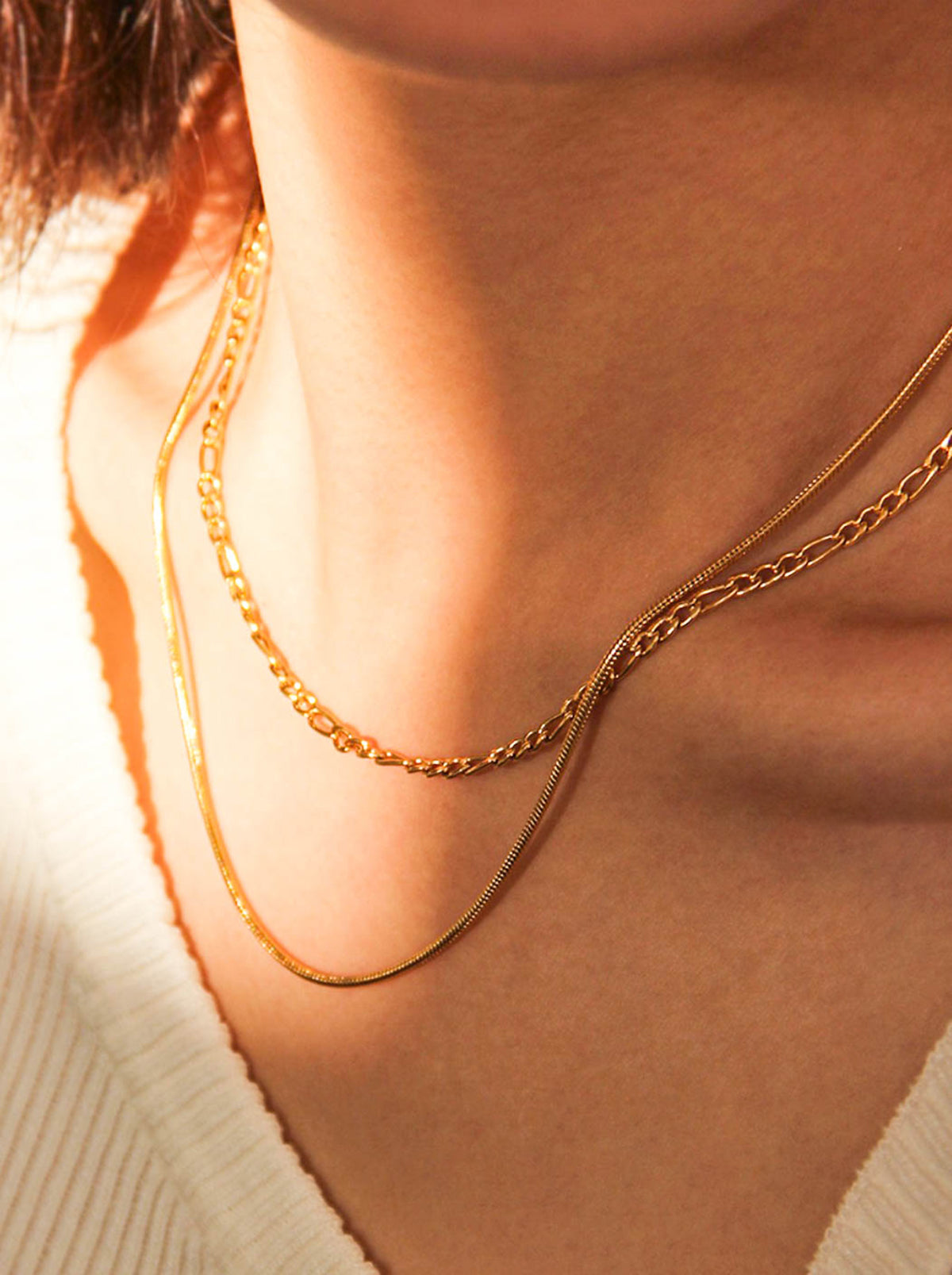 Gold Double Layer Snake Chain Necklace