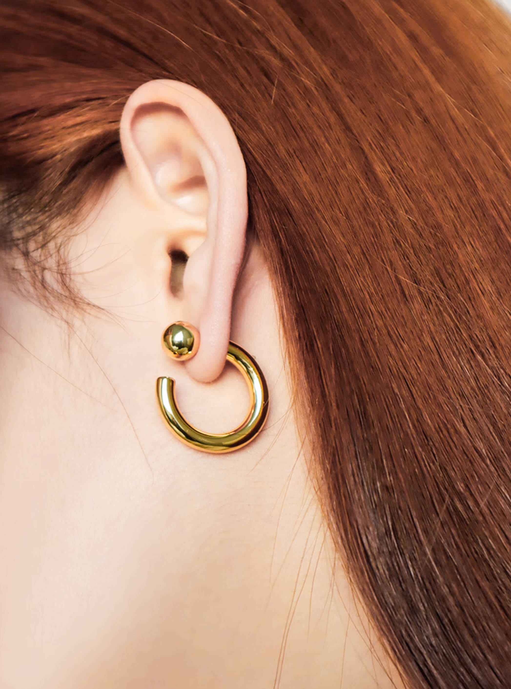 Gold/ Silver Geometric Ball Hoop Earrings