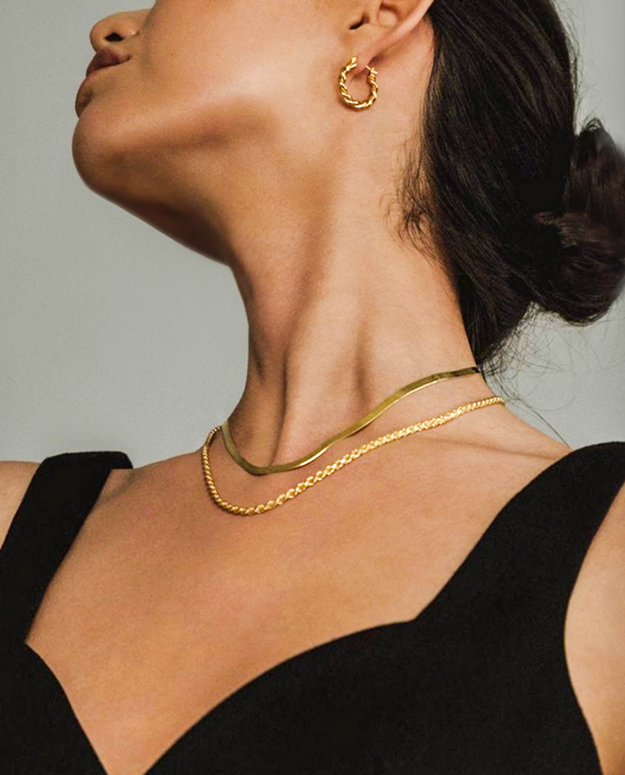 Gold Twisted Snake Chain Double Layer Necklace