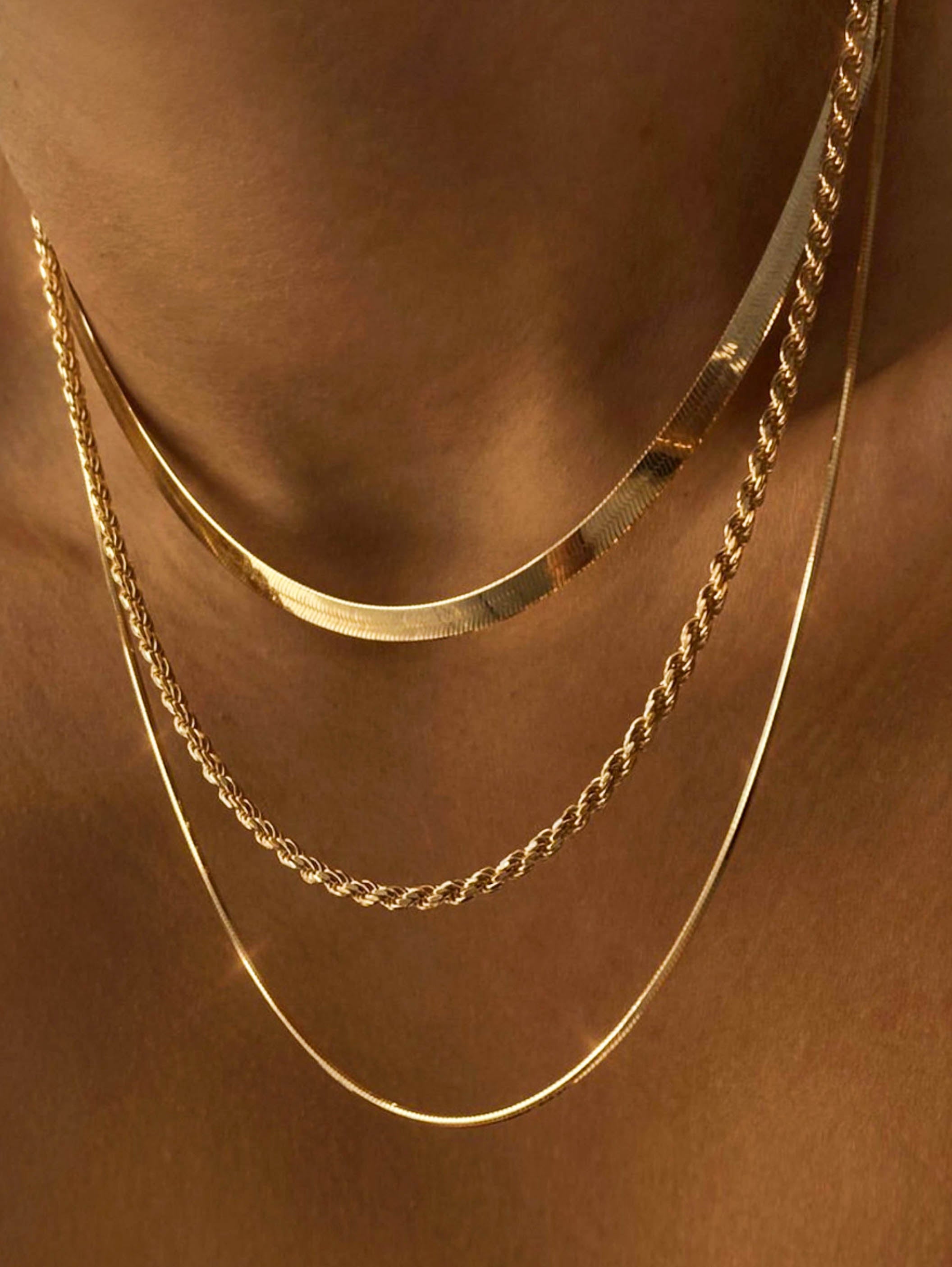 Gold Twisted Snake Chain Double Layer Necklace