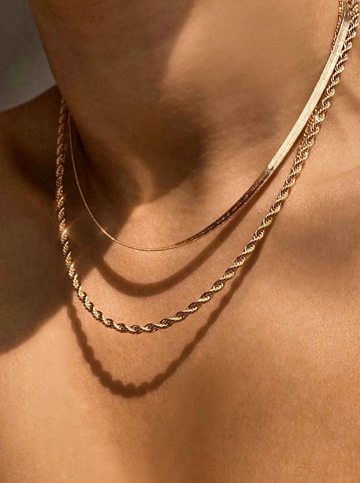 Gold Twisted Snake Chain Double Layer Necklace