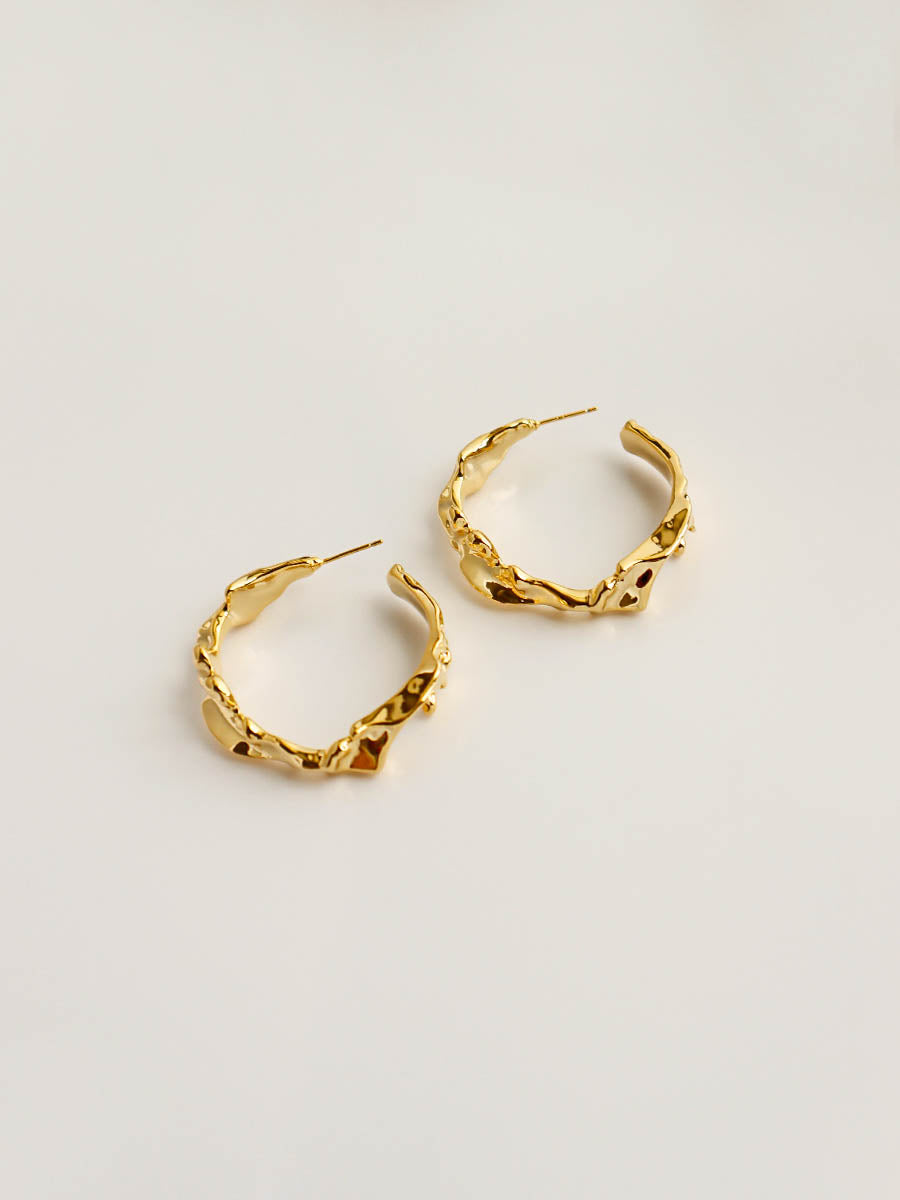 Gold Irregular Style Large Hoop Earrings