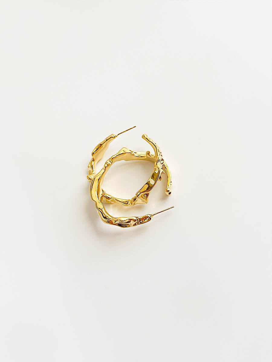 Gold Irregular Style Large Hoop Earrings