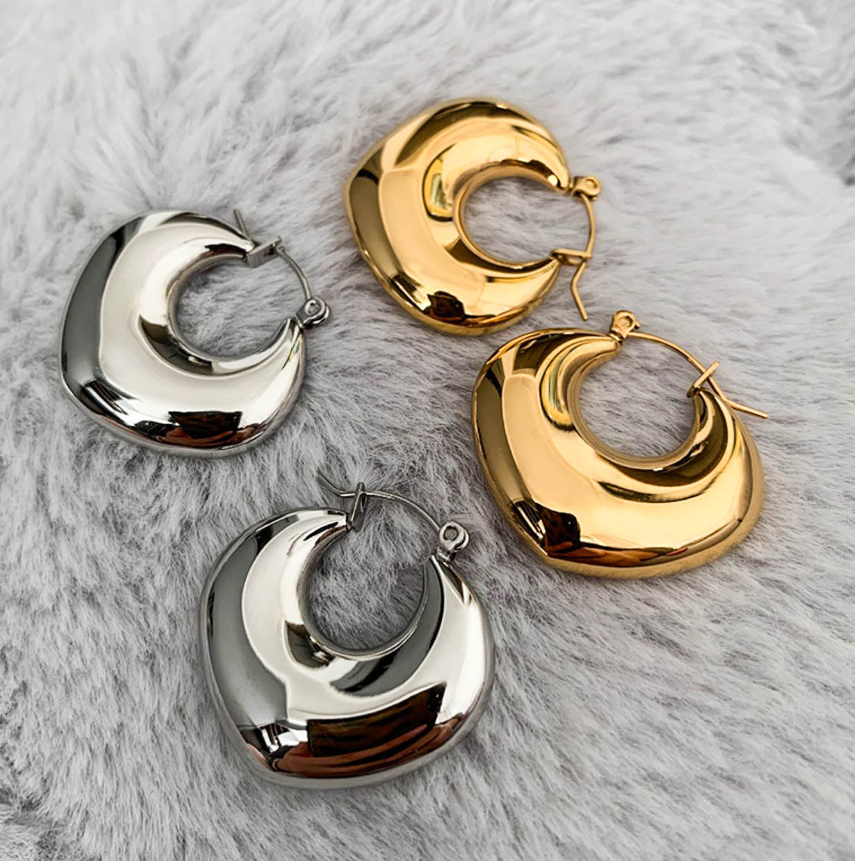 Gold/ Silver Chunky Hoop Earrings