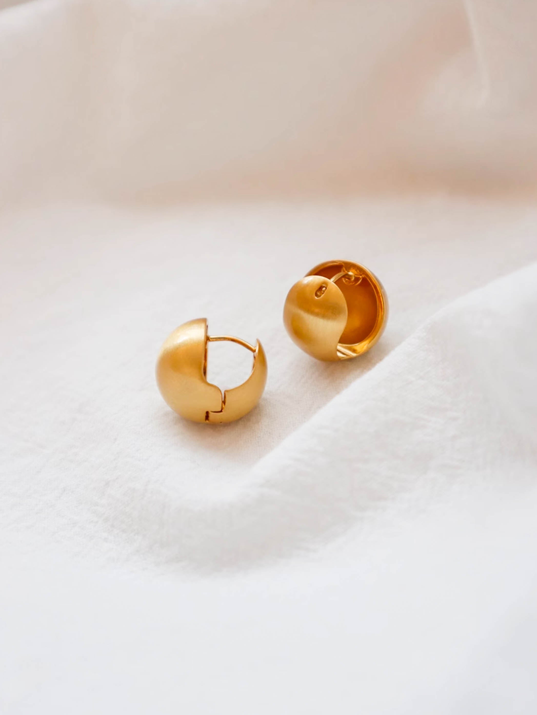 S925 Silver/ Gold Brushed Ball Hoop Earrings