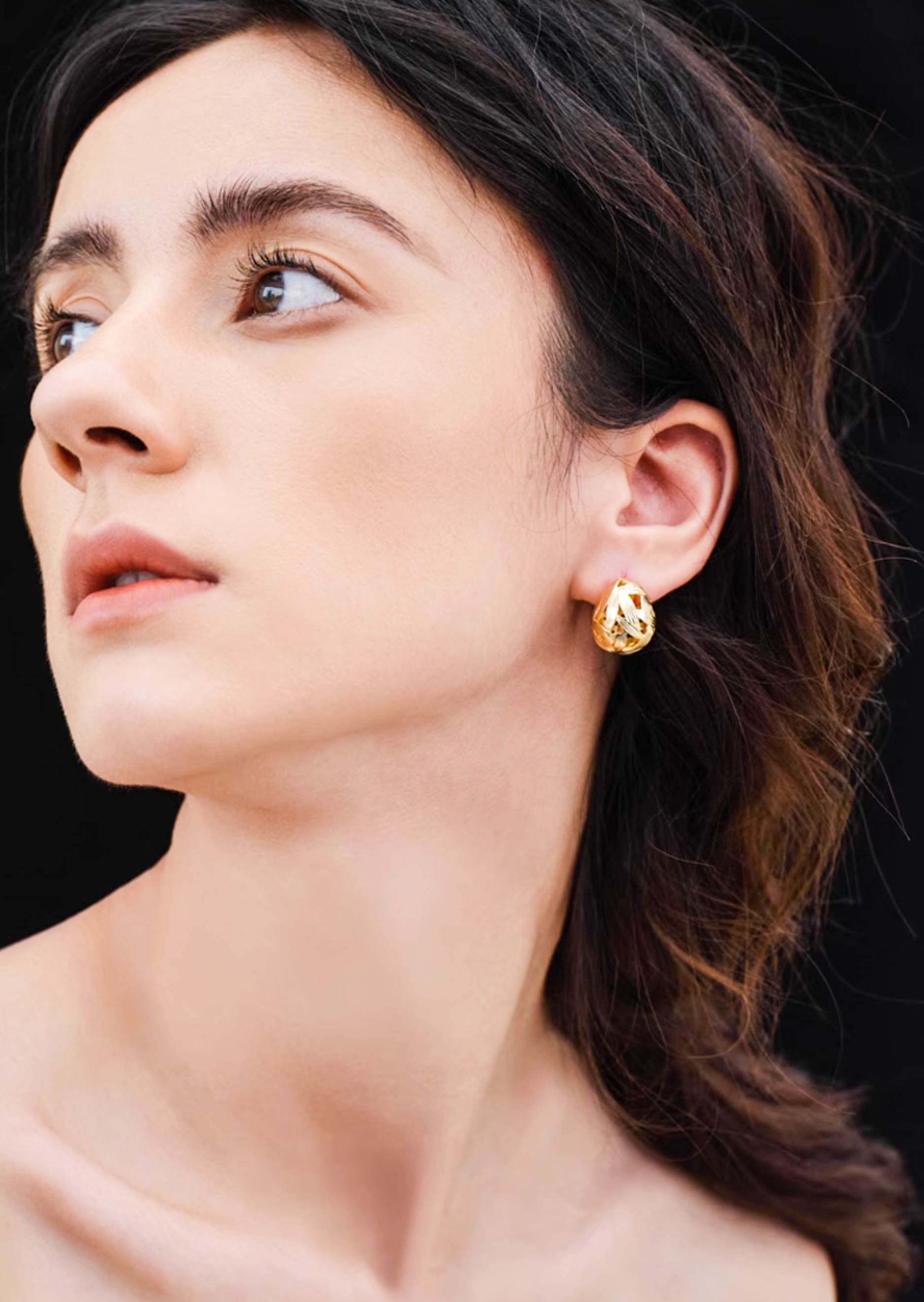 Gold/ Silver Oval Cut-out Stud Earrings