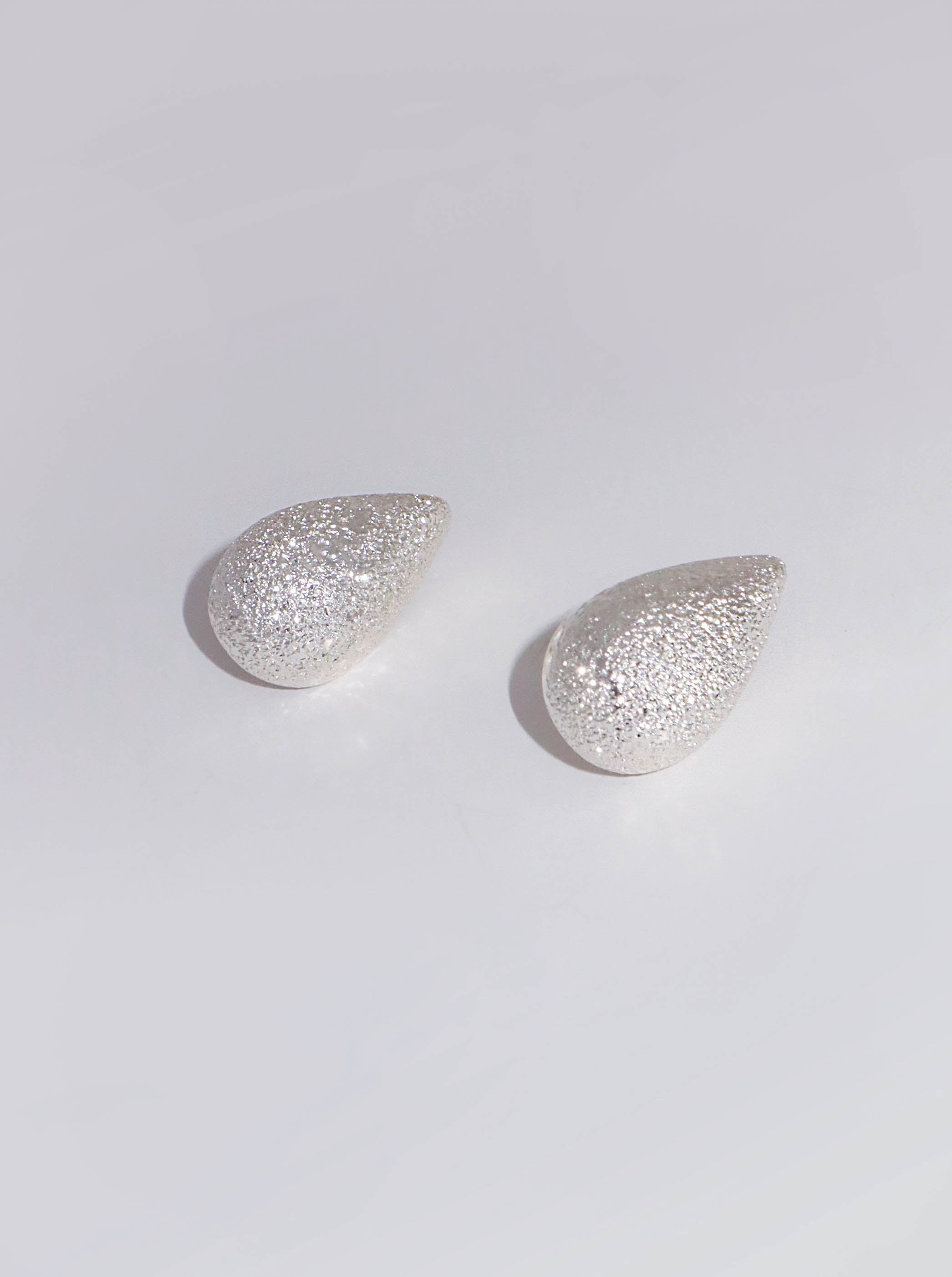 Silver Textured Teardrop Stud Earrings