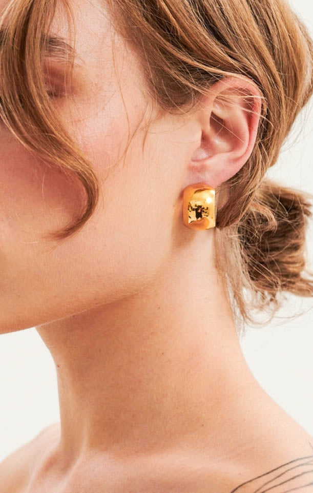 Gold Round Ball Hoop Earrings