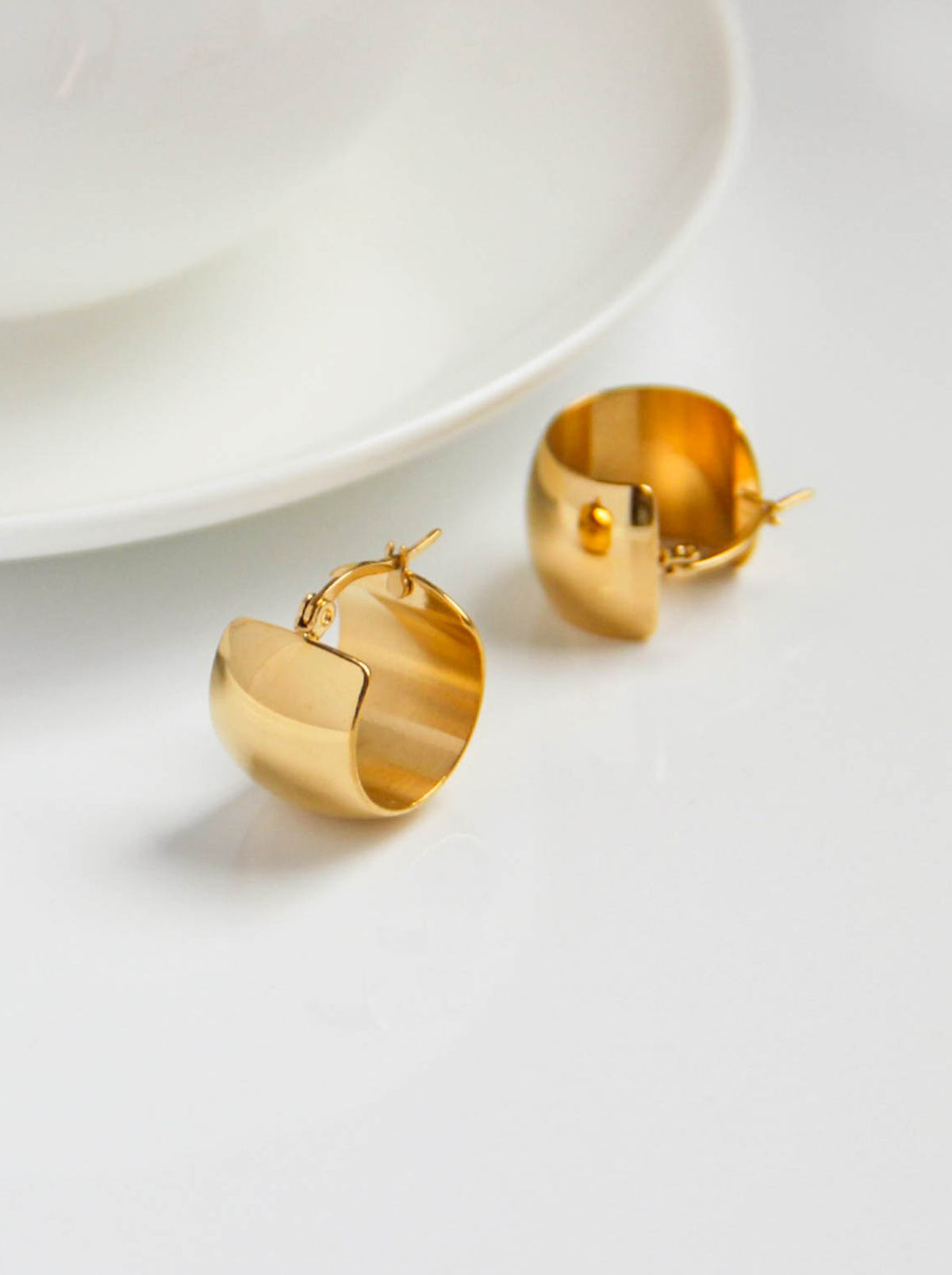 Gold Round Ball Hoop Earrings