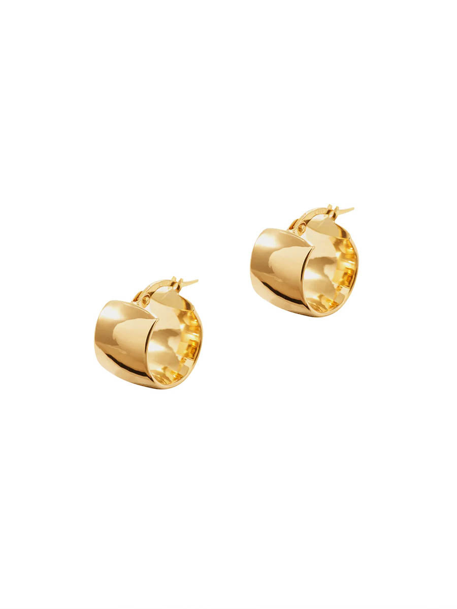 Gold Round Ball Hoop Earrings