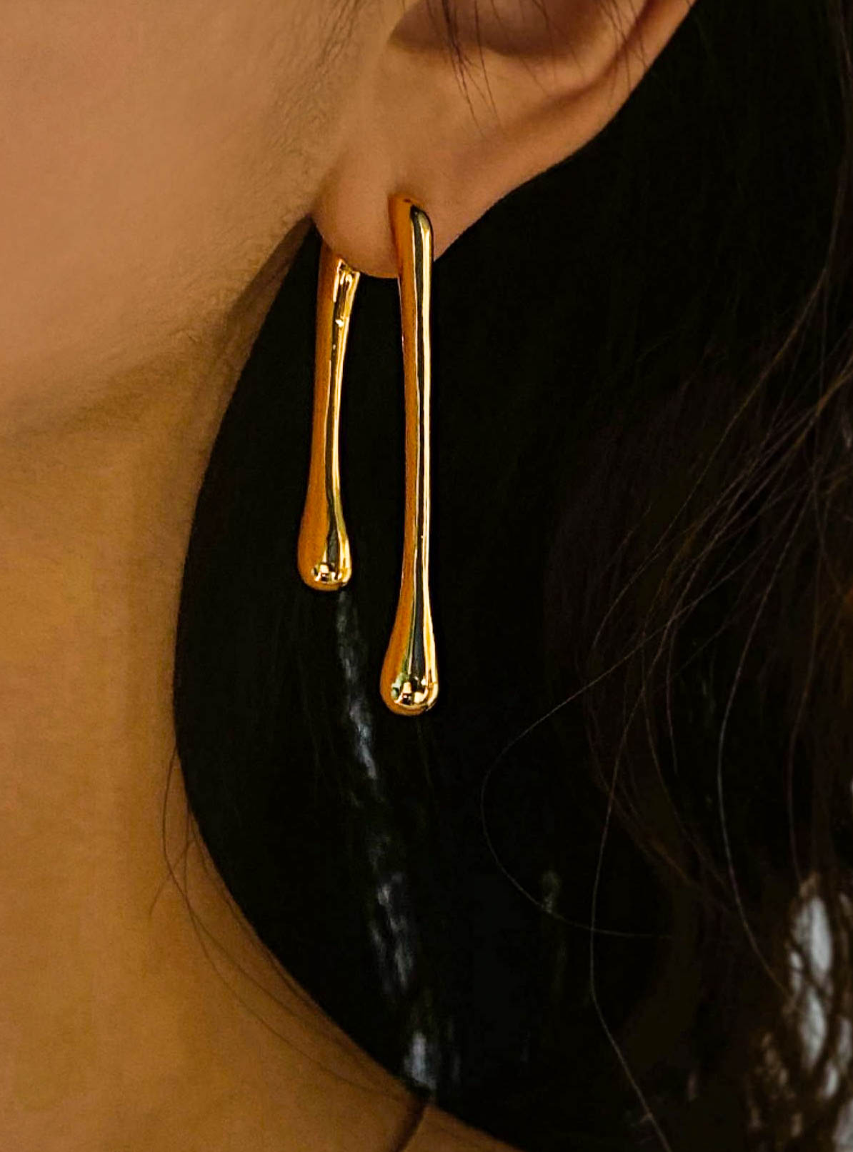 Gold/ Silver Teardrop Long Drop Earrings