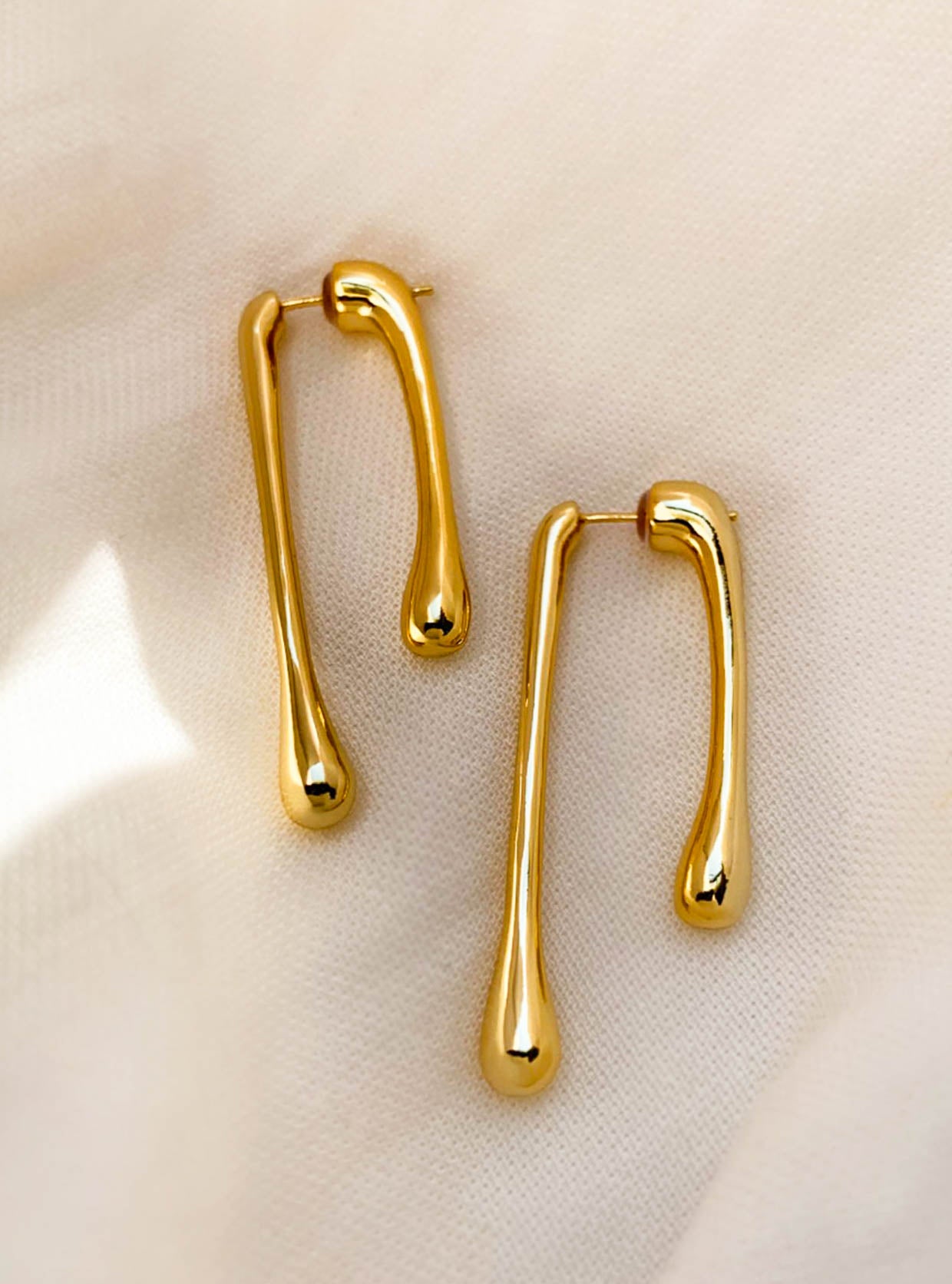 Gold/ Silver Teardrop Long Drop Earrings