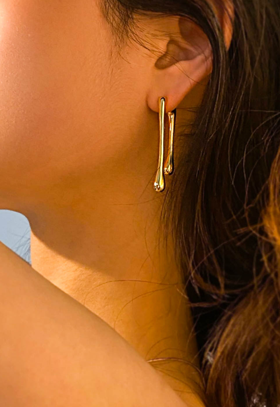 Gold/ Silver Teardrop Long Drop Earrings