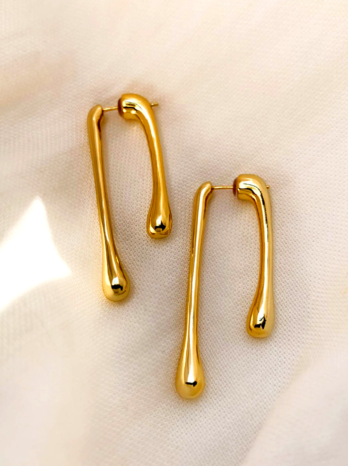 Gold/ Silver Teardrop Long Drop Earrings