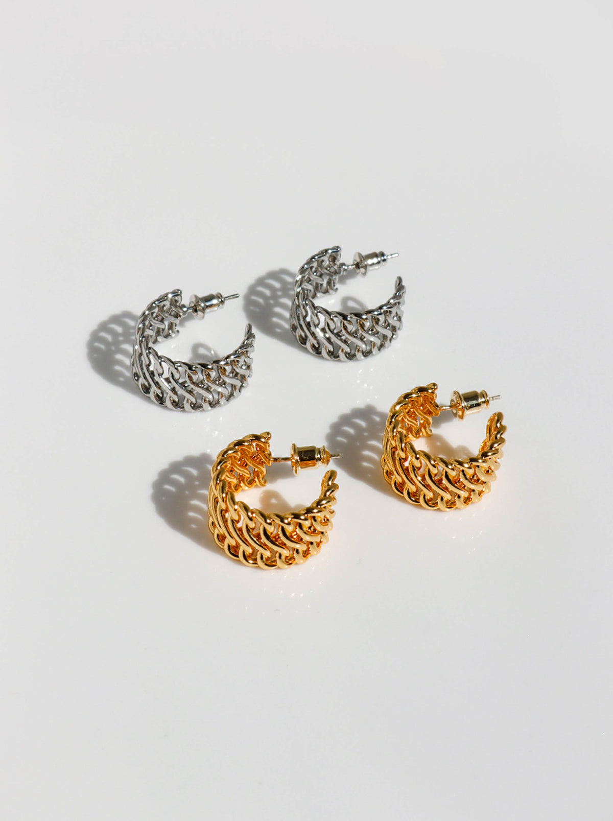 Gold/ Silver Woven Chain Hoop Earring