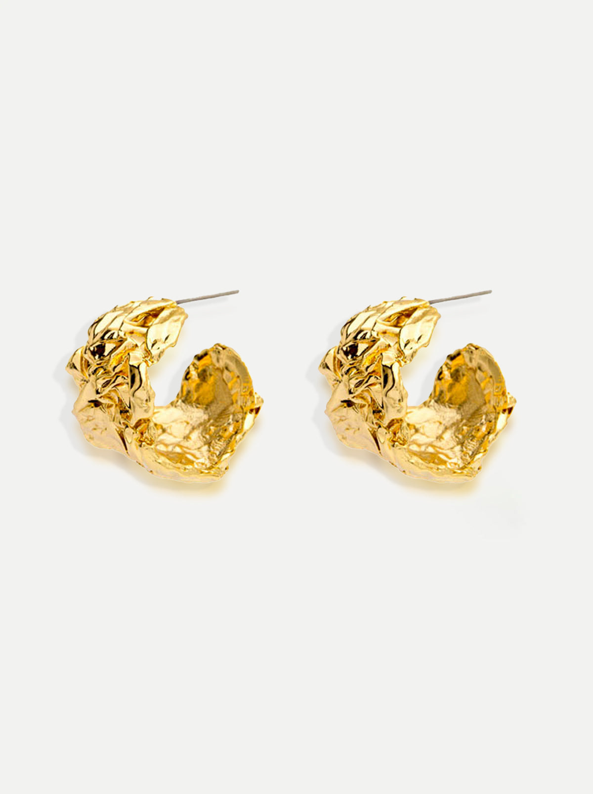 Gold Textured Foil Hoop Earrings