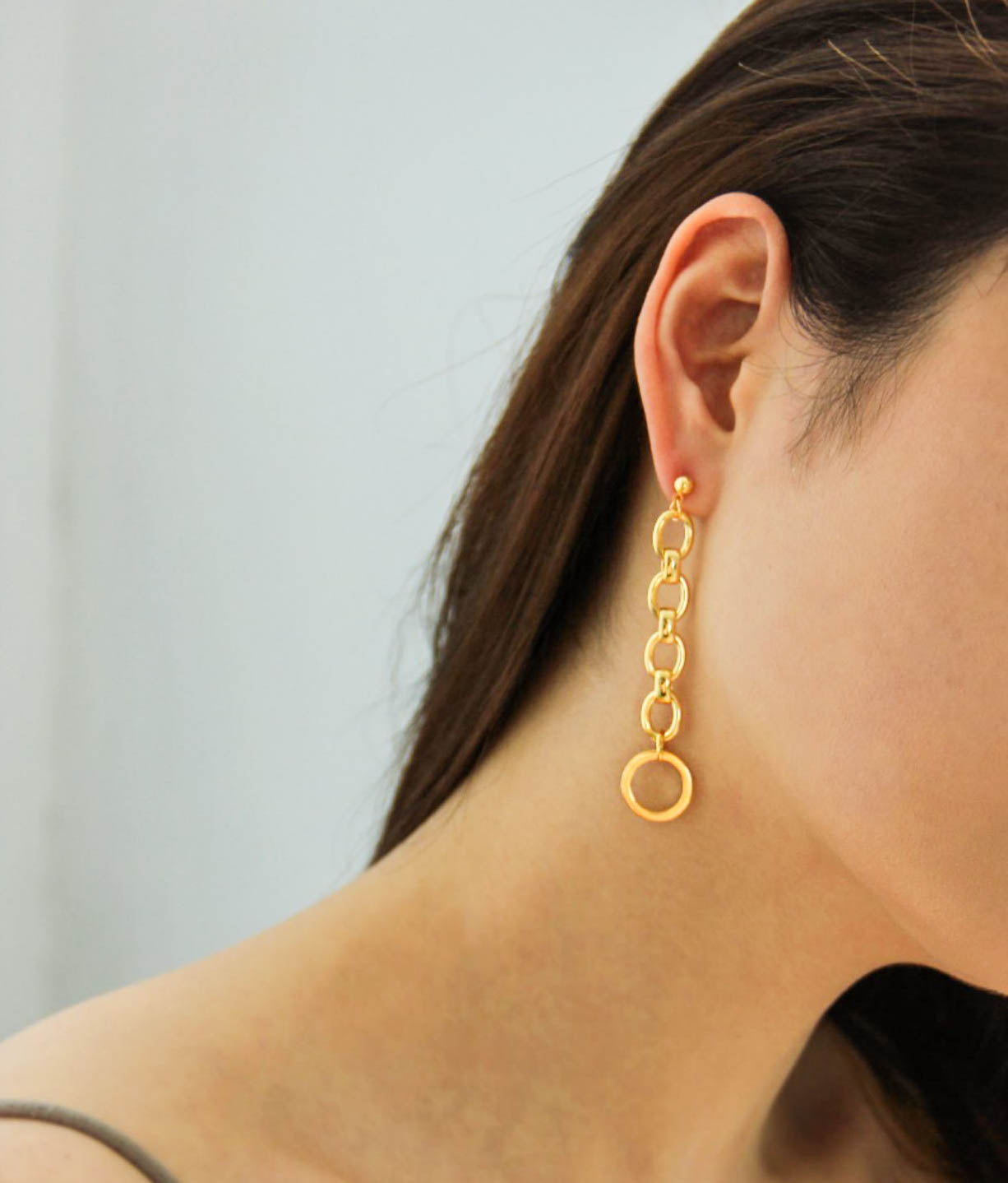 Gold Geometric Long Drop Earrings