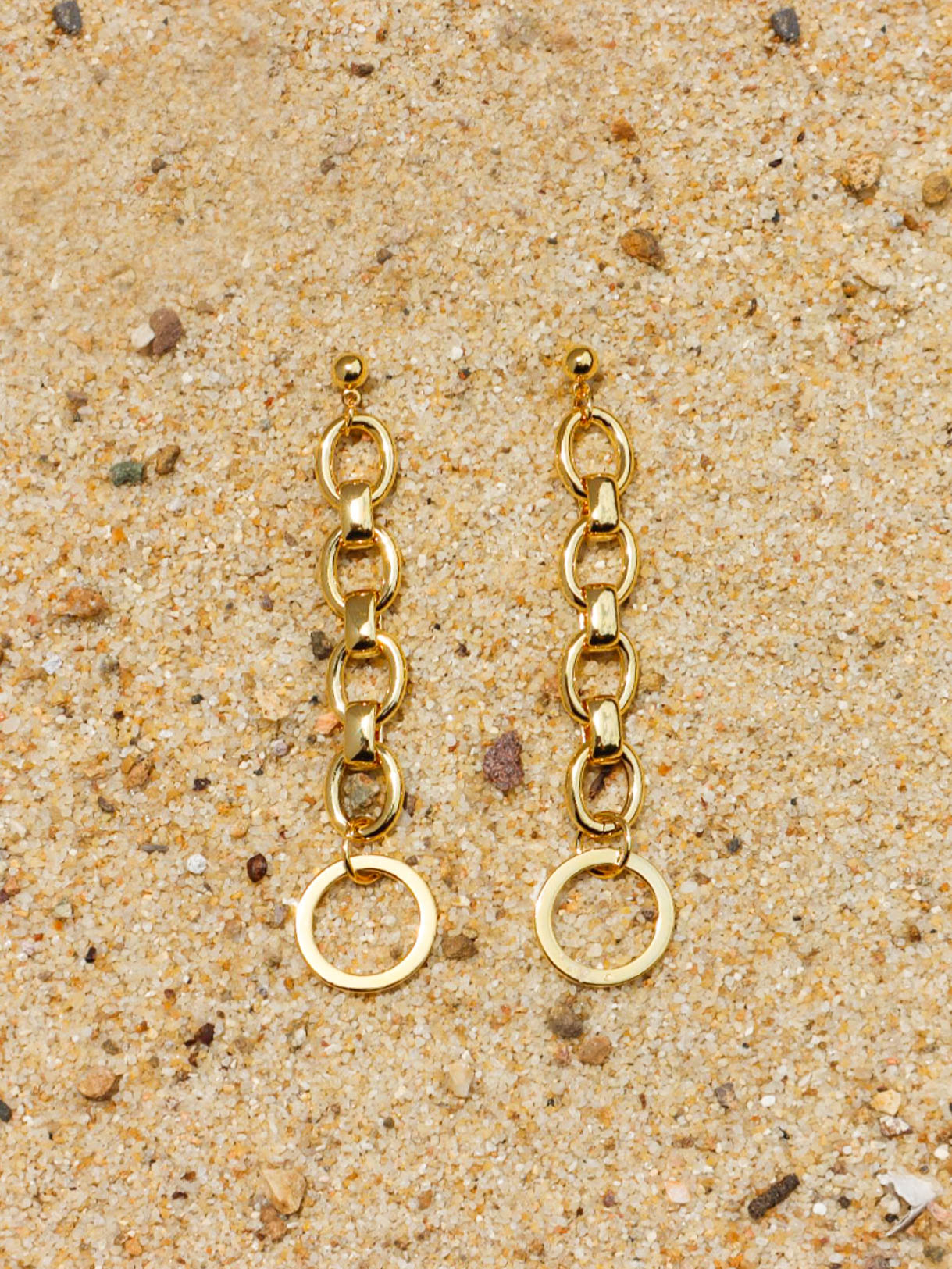 Gold Geometric Long Drop Earrings