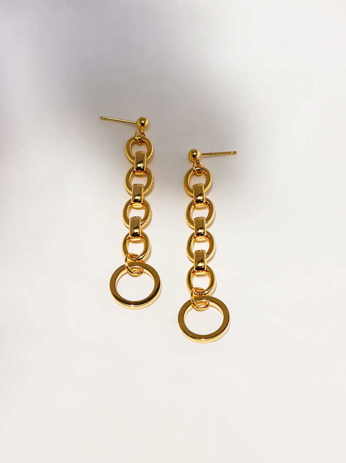 Gold Geometric Long Drop Earrings