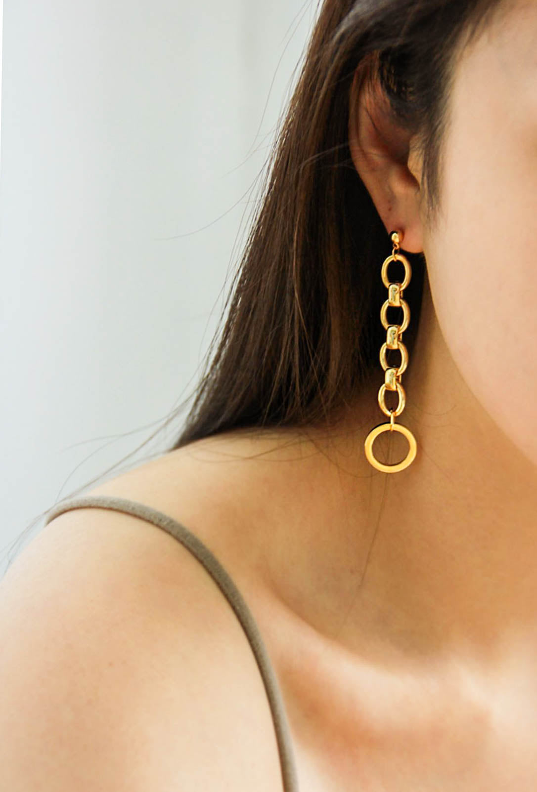 Gold Geometric Long Drop Earrings