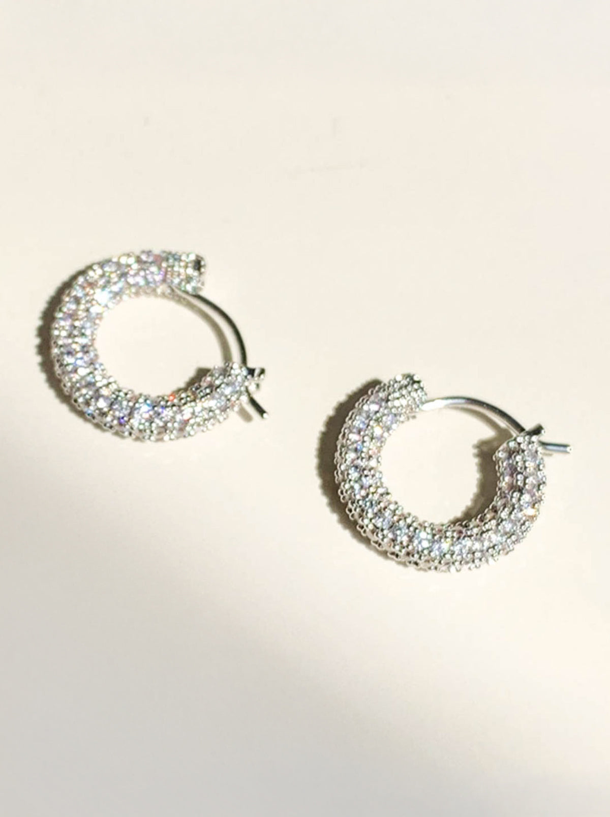 Gold/ Silver Rhinestones Hoop Earrings