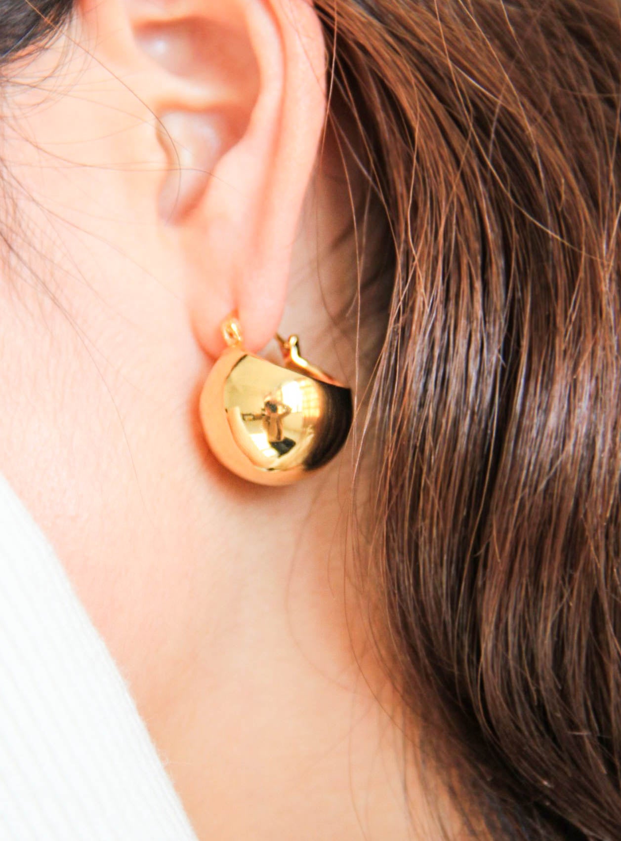 Gold/ Silver Ball Round Hoop Earrings