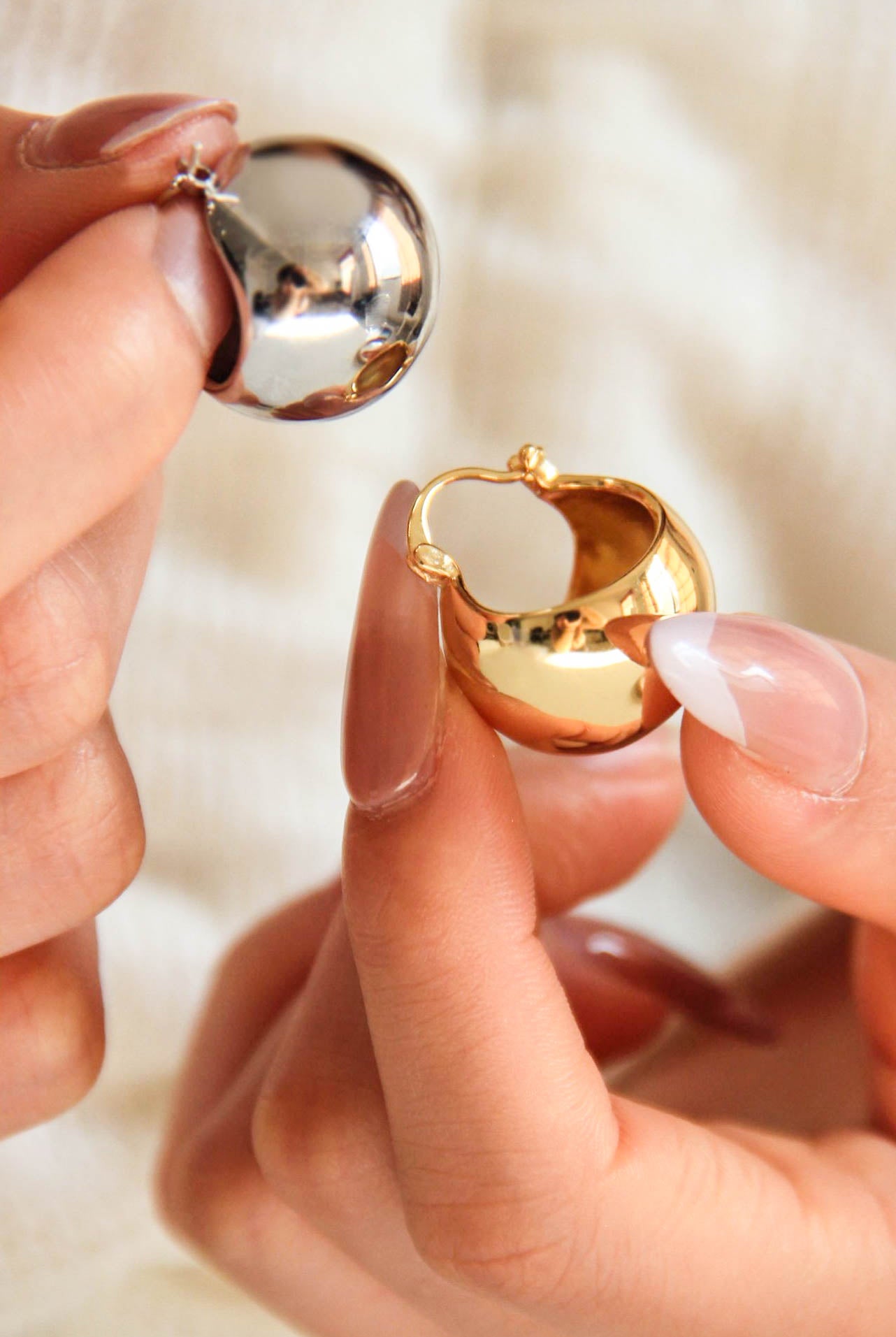 Gold/ Silver Ball Round Hoop Earrings