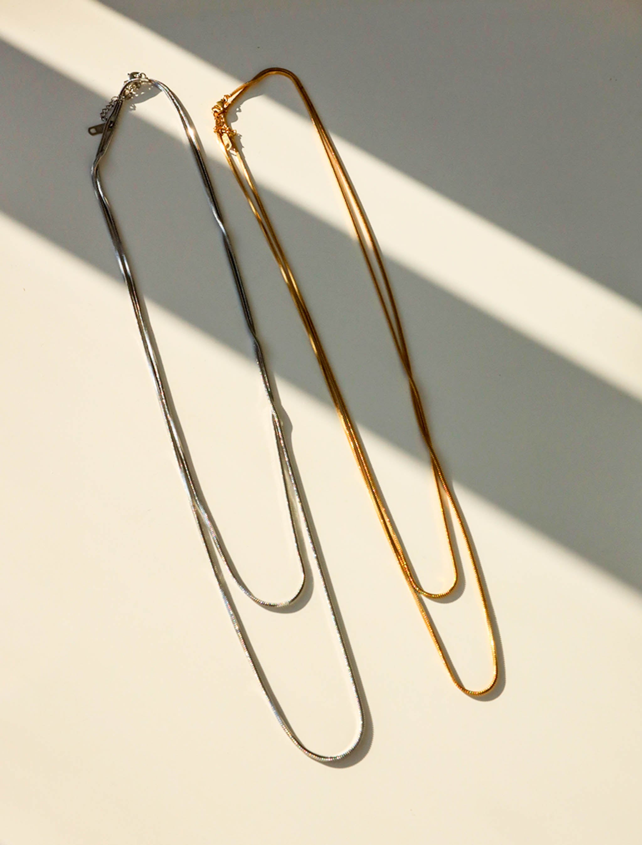 Gold Long Snake Chain Necklace