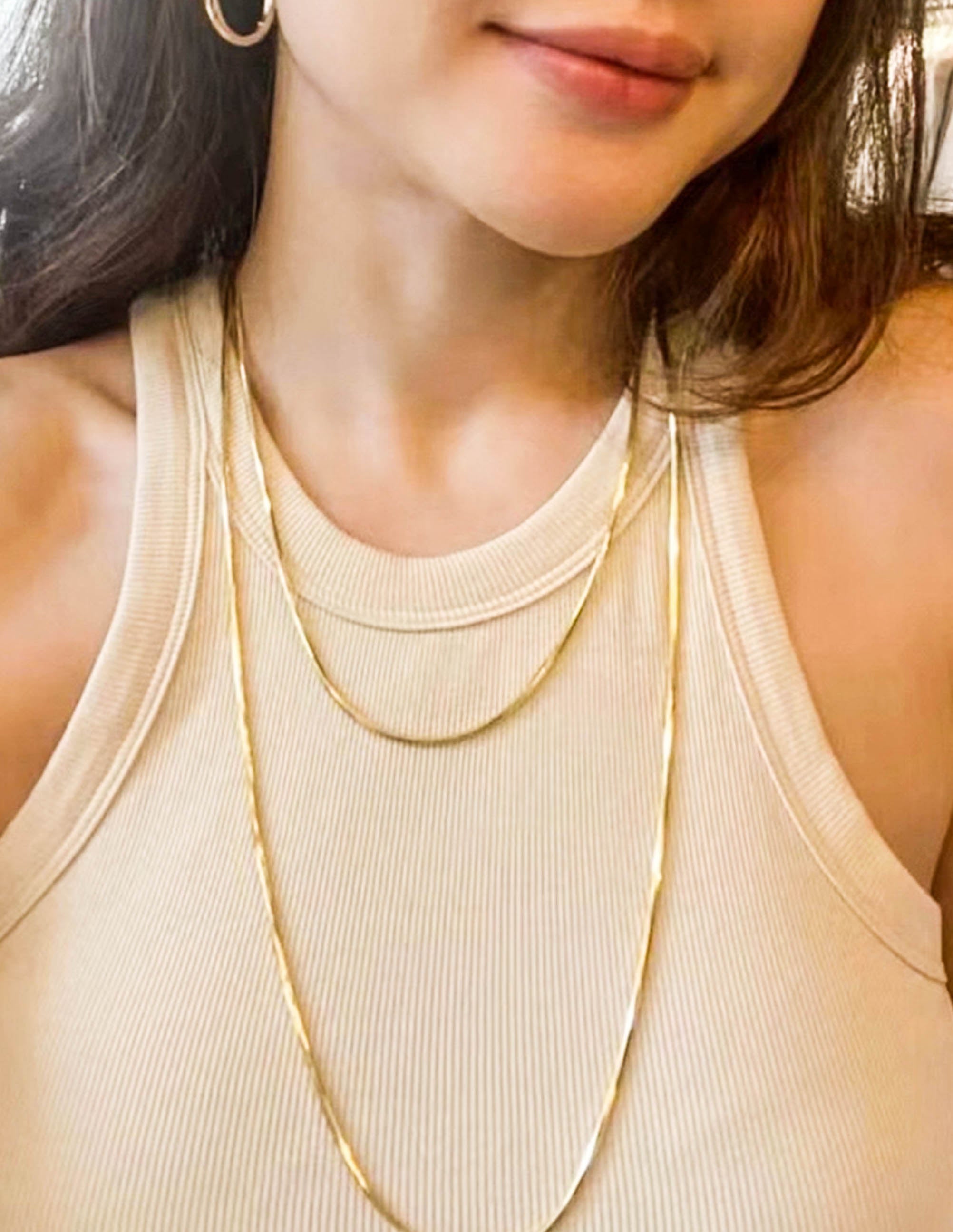 Gold Long Snake Chain Necklace