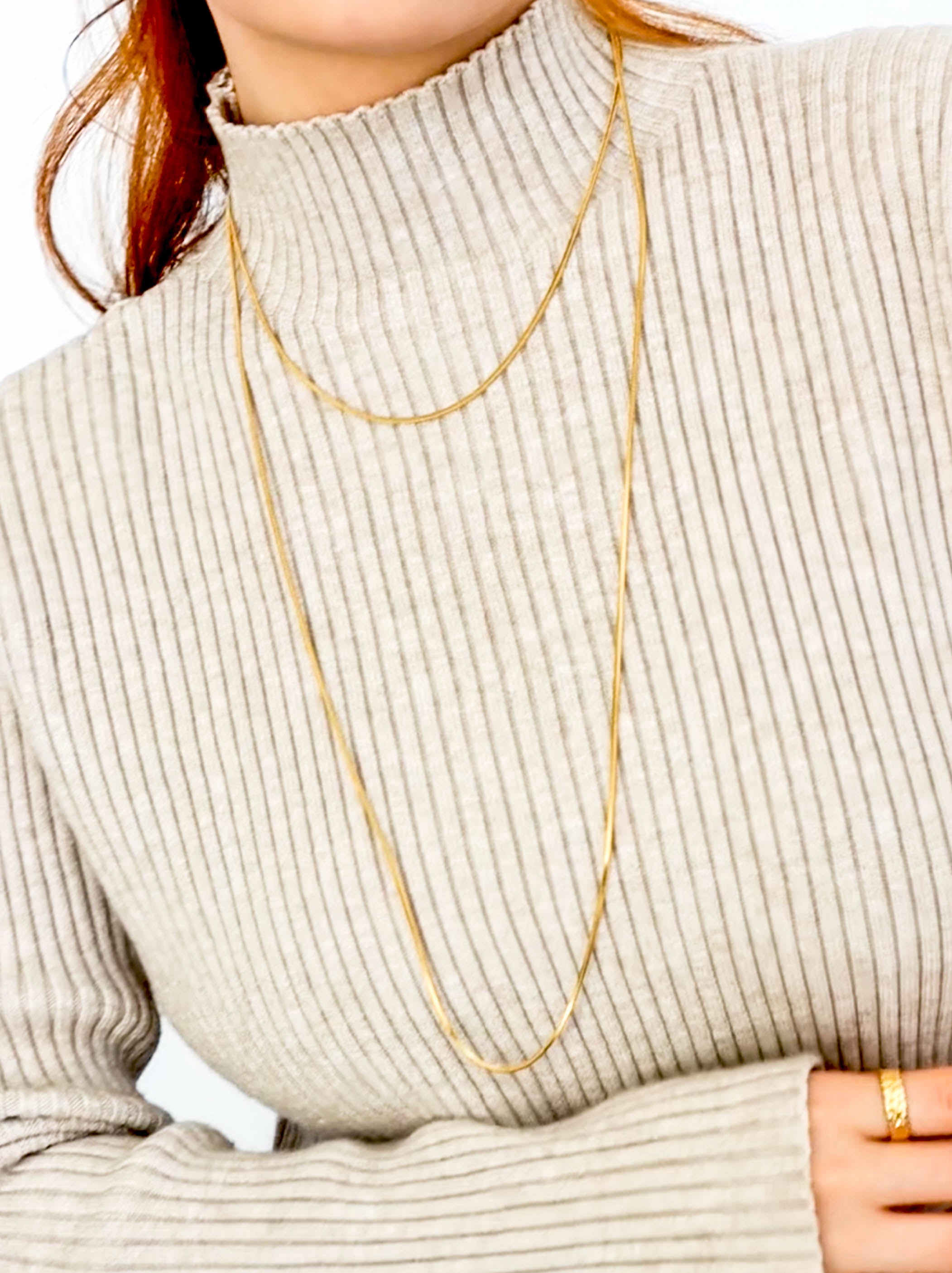 Gold Long Snake Chain Necklace