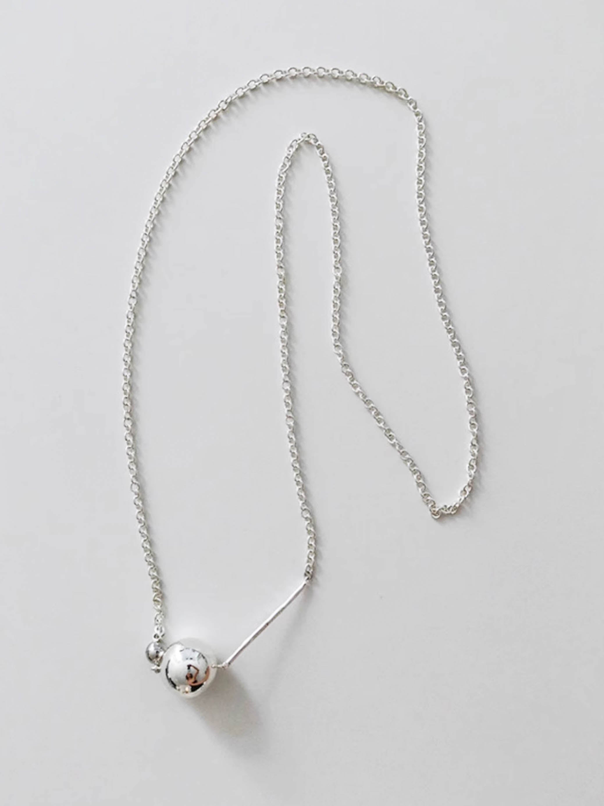 Silver Ball Long Chain Necklace