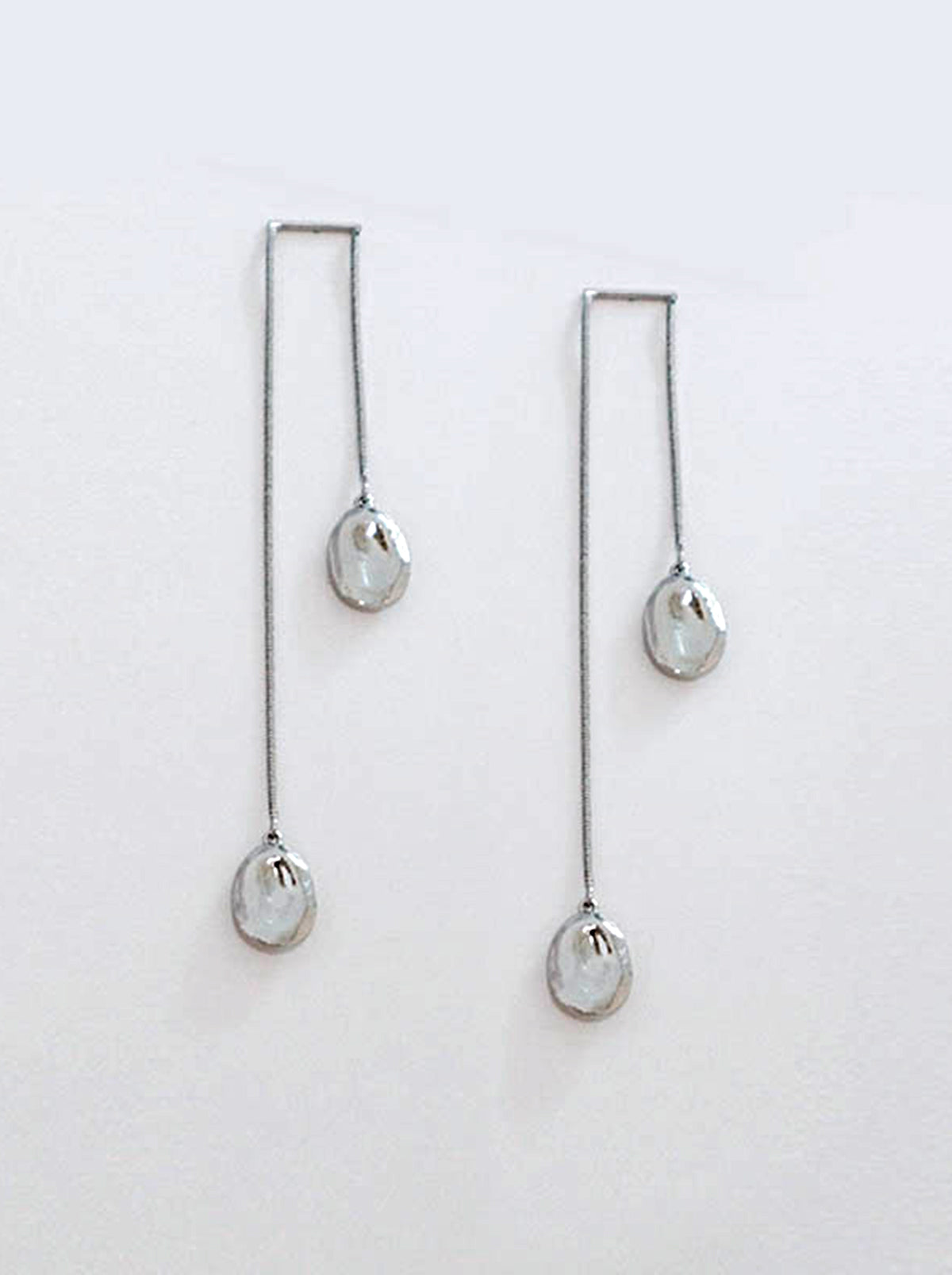 Silver Teardrop Link Drop Earrings