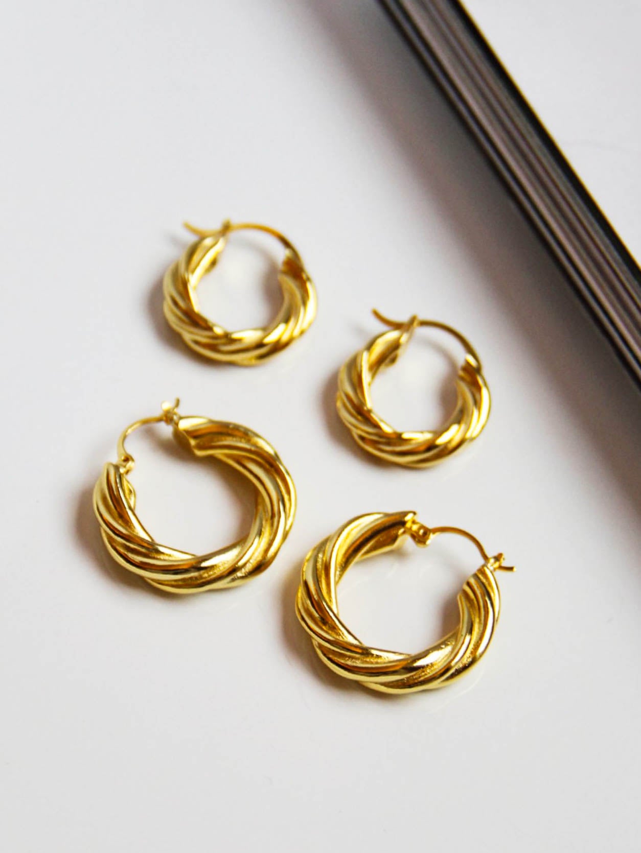 Gold Twisted Hoop Earrings