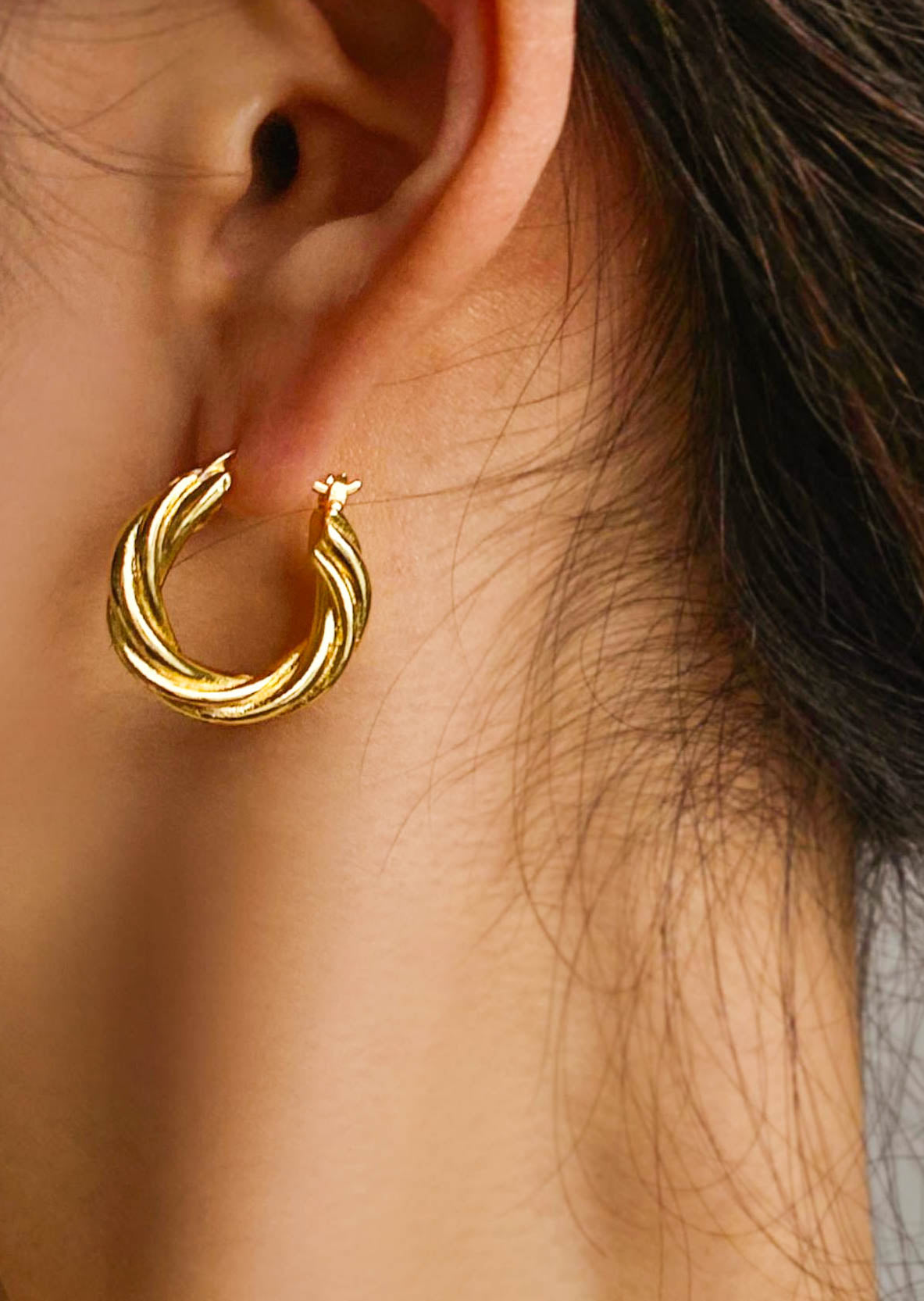 Gold Twisted Hoop Earrings