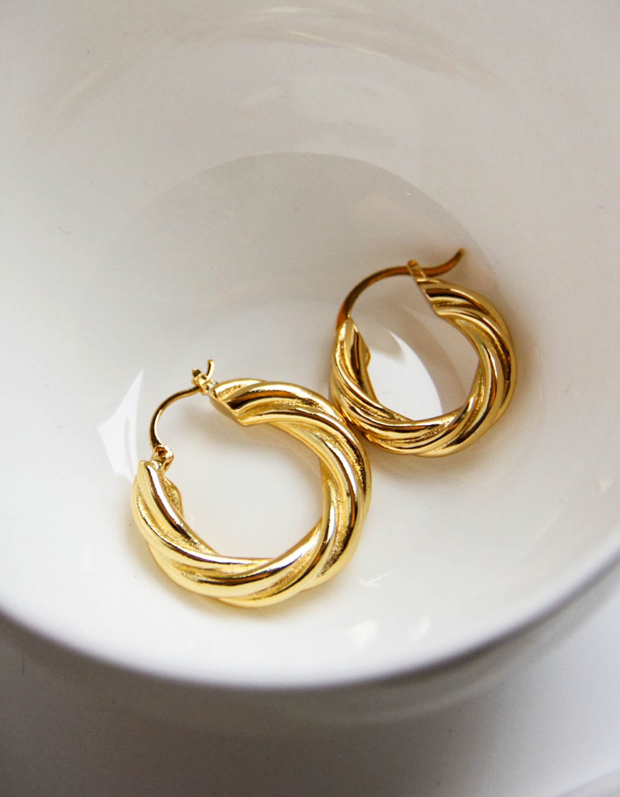 Gold Twisted Hoop Earrings