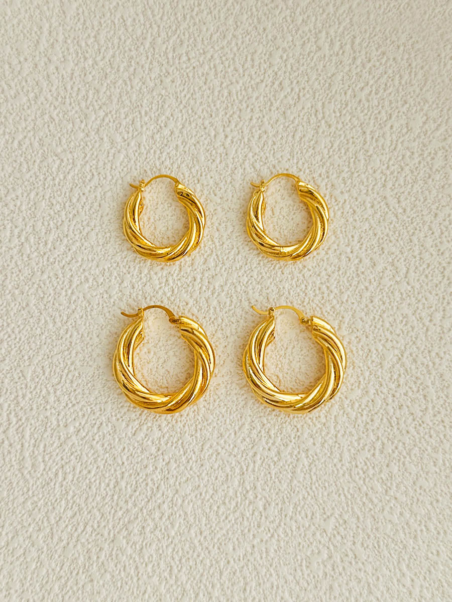 Gold Twisted Hoop Earrings