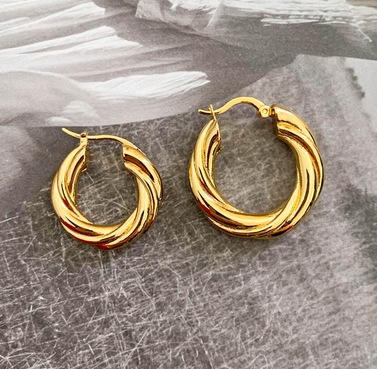 Gold Twisted Hoop Earrings