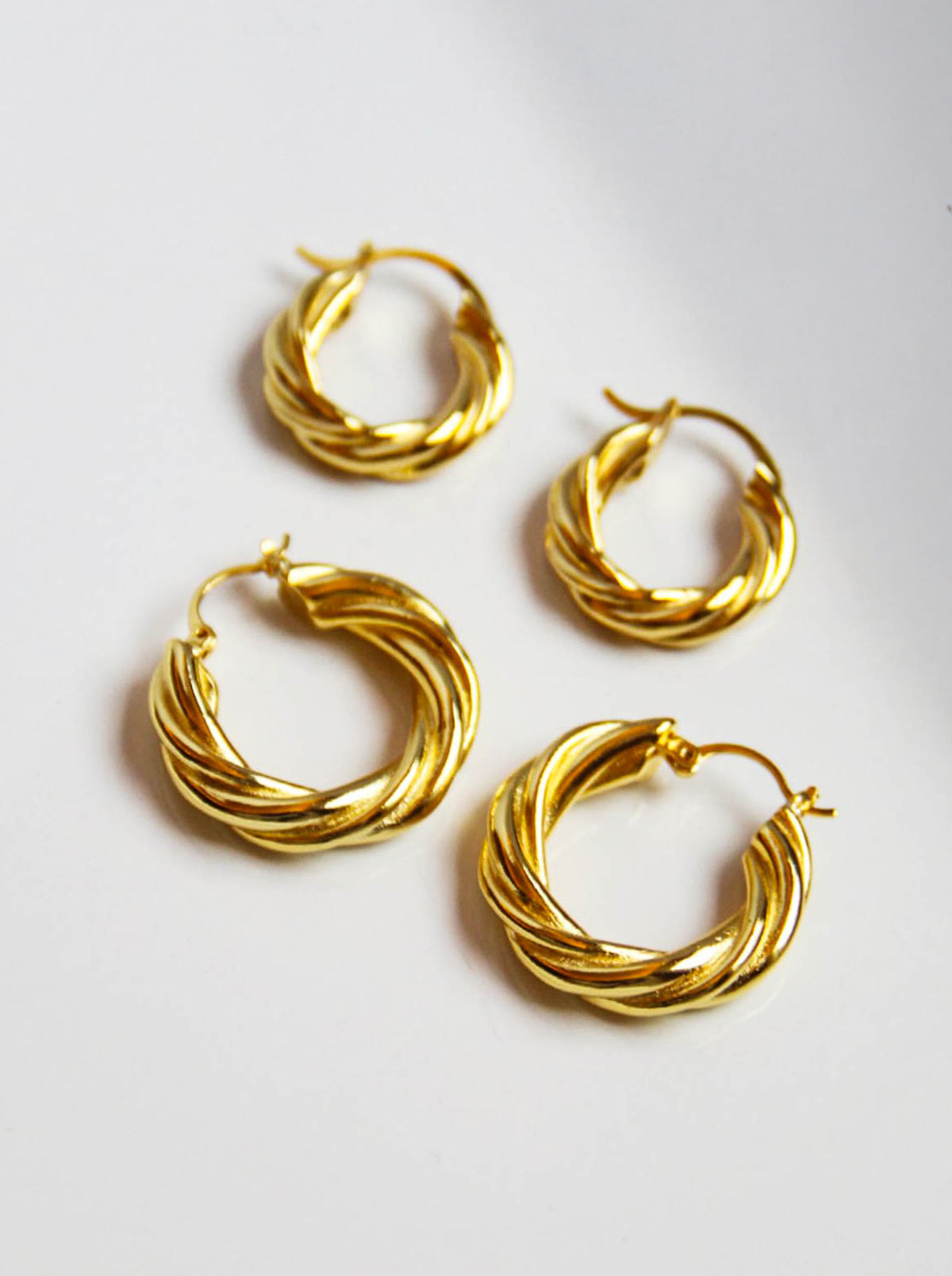 Gold Twisted Hoop Earrings