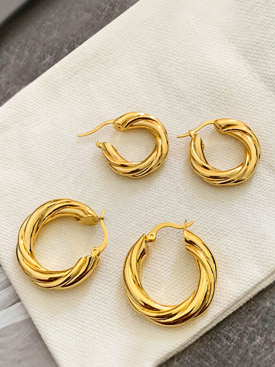 Gold Twisted Hoop Earrings