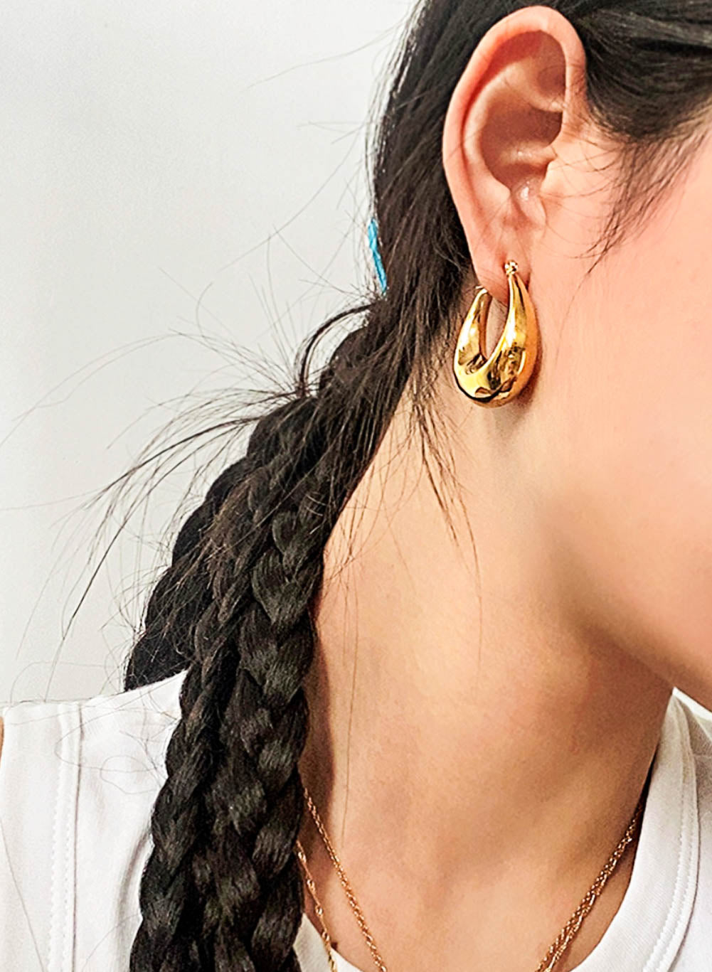 Gold Oval Chunky Hoop Earrings